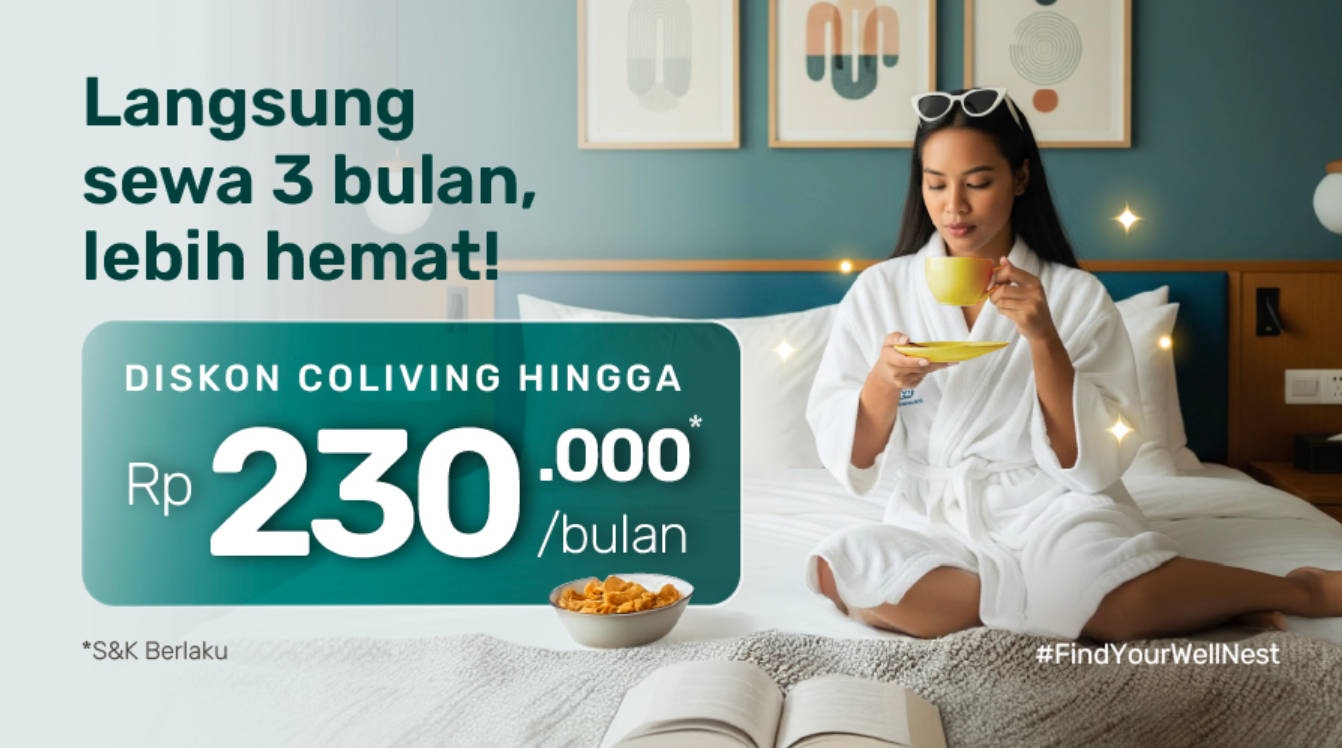 Diskon s.d Rp230.000 untuk Sewa Coliving 3 Bulan Di Muka