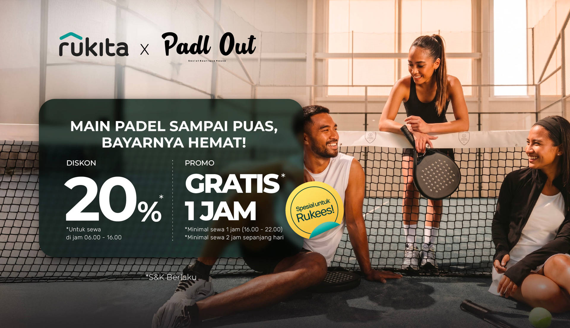 Seru-Seruan Main Padel di Padl Out, Diskon Lapangan 20% atau Gratis 1 Jam