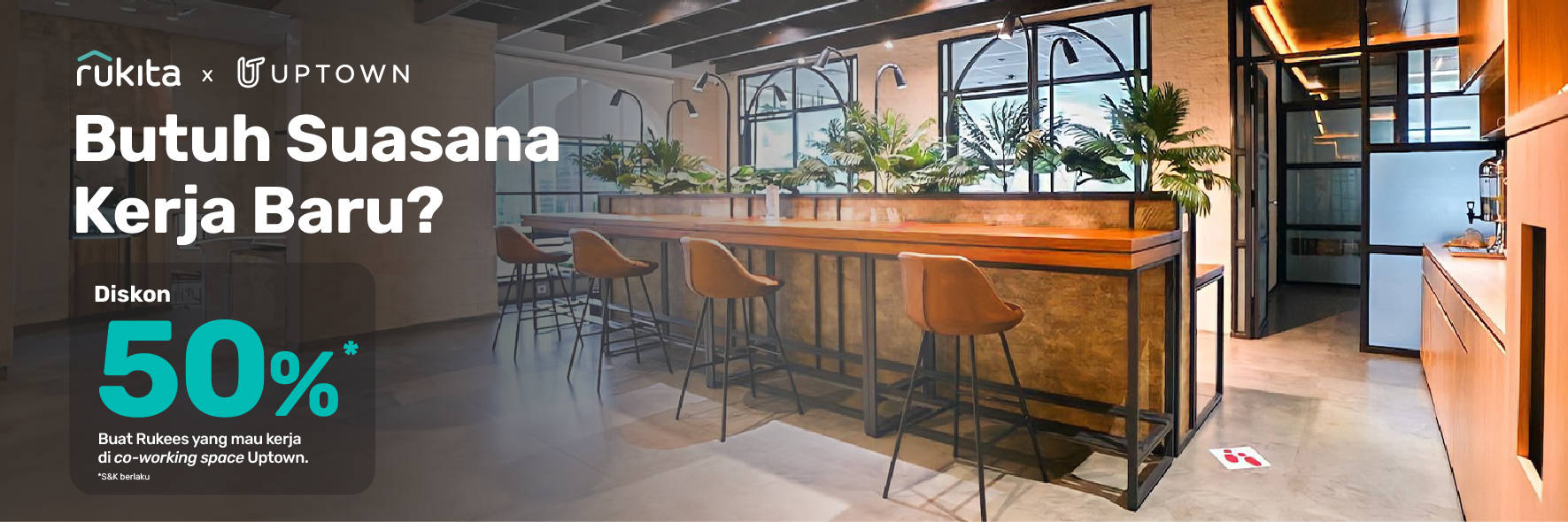 Diskon 50% di Uptown Co-working Space