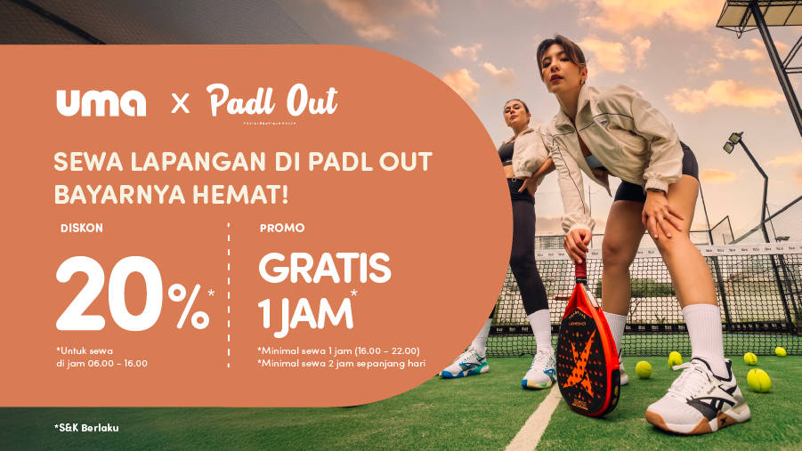 Main Padel di Padl Out, Diskon Lapangan 20% atau Gratis 1 Jam Khusus Umania
