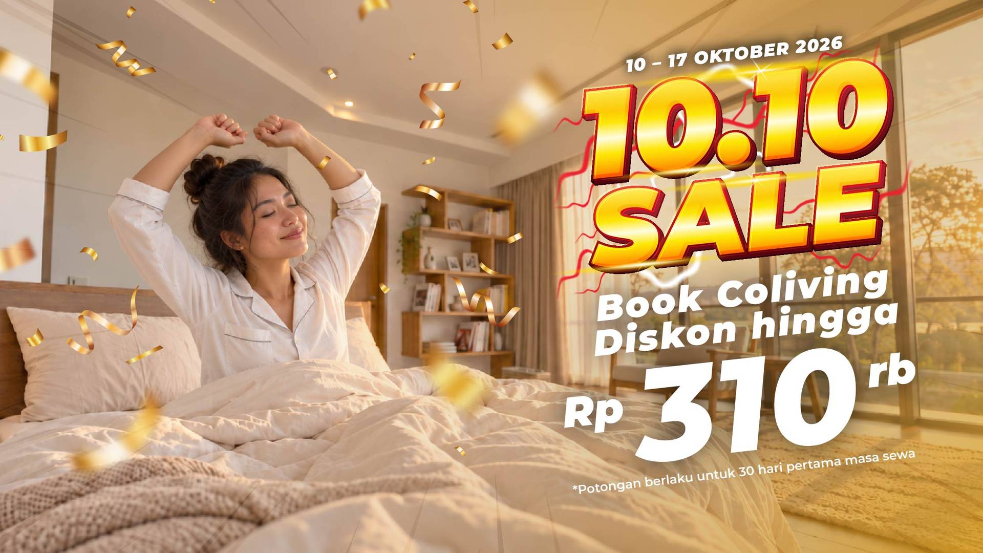 10.10 Sale! Diskon 10% s.d Rp310 Ribu untuk Coliving Incaranmu