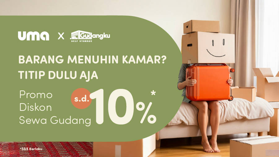 Diskon 10% Sewa Ruang Penyimpanan di Gudangku untuk Umania!