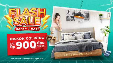 Flash Sale Coliving Impian s.d Rp900 Ribu, Cuma 7 Hari!